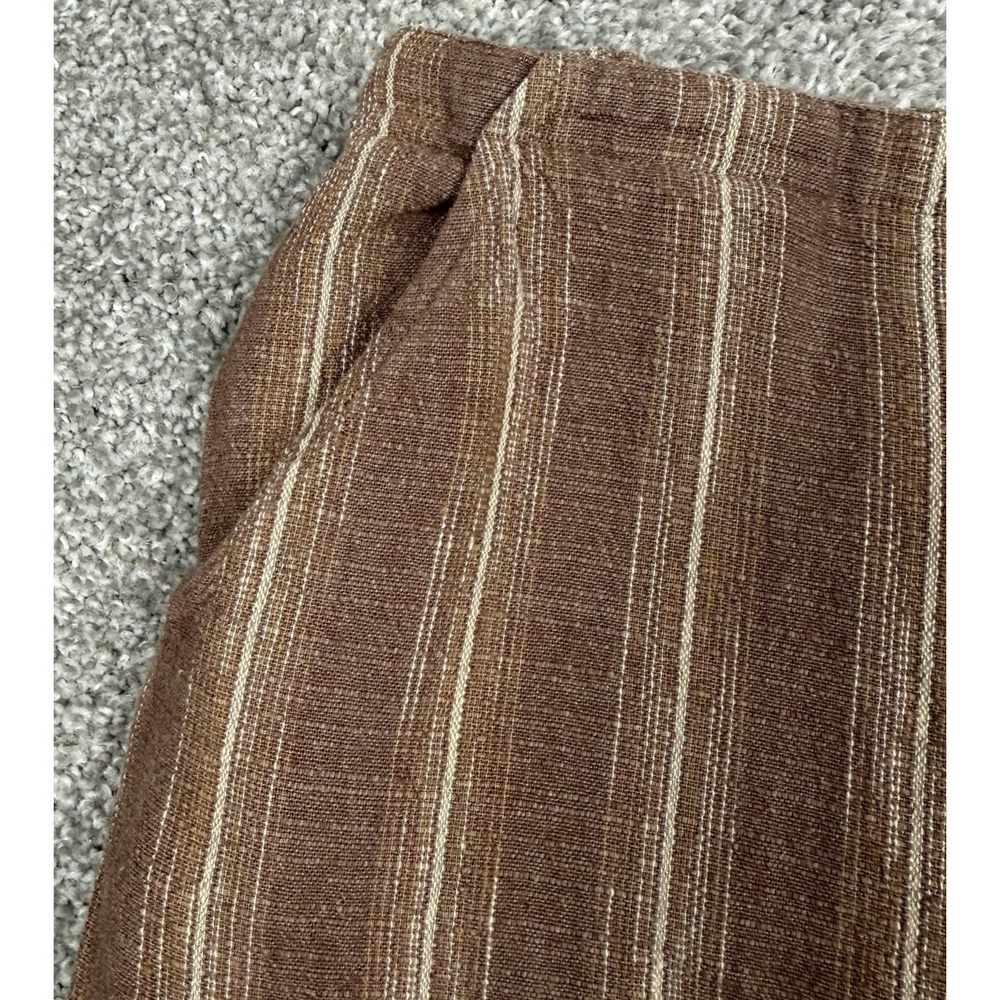Pendleton Petite Linen Pants Women 12 Brown Striped Relaxed Casual - Picture 10 of 10